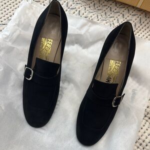 Ferragamo Black Suede Heels